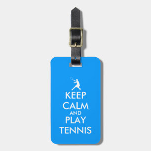 Blaue Bleib ruhig und spiele Tennis Reisegepäckanh Gepäckanhänger