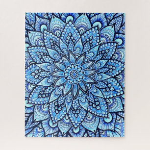 Blaue Bleistift-Mandala-Design Originalkunst  Puzzle