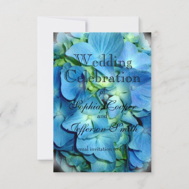 Blaue blühende Blume Blue Hydrangea Save The Date (Vorderseite)