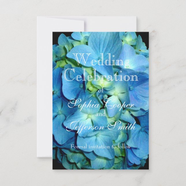 Blaue blühende Blume Blue Hydrangea Save The Date (Vorderseite)