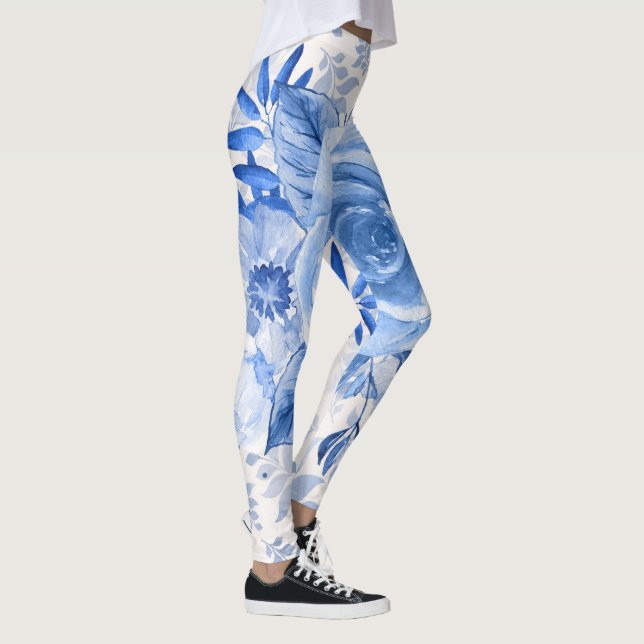 Blaue blühende Leggings für Mädchen Stilelemente (Rechts)