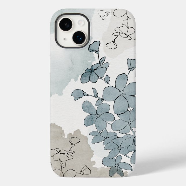 Blaue Blume Aquarell Naturboho sauber Case-Mate iPhone Hülle (Rückseite)