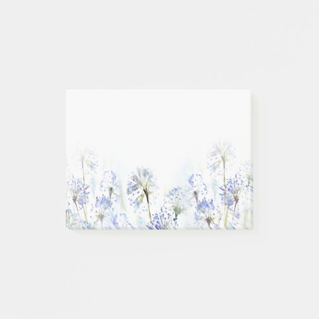 Blaue Blume Aquarellzeichnung Post-it Klebezettel (Vorderseite)