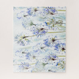 Blaue Blume Aquarellzeichnung Puzzle