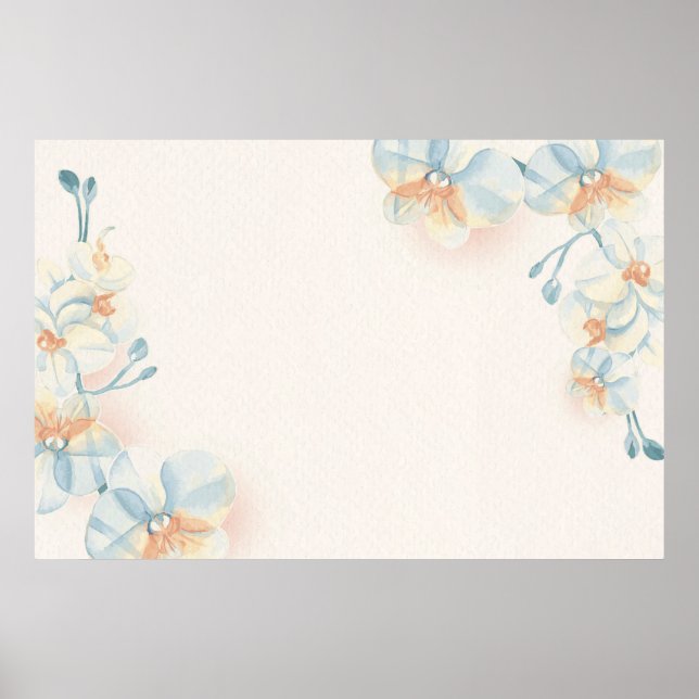 Blaue Blume auf beigem Hintergrund Poster (Vorne)