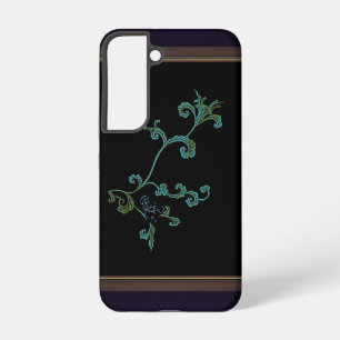 Blaue Blume auf Schwarz Samsung Galaxy Hülle