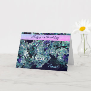 Blaue Blume Blüten Personalisiert Geburtstag Karte