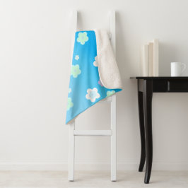 Blaue Blume Blütenfarbenes Muster Sherpadecke