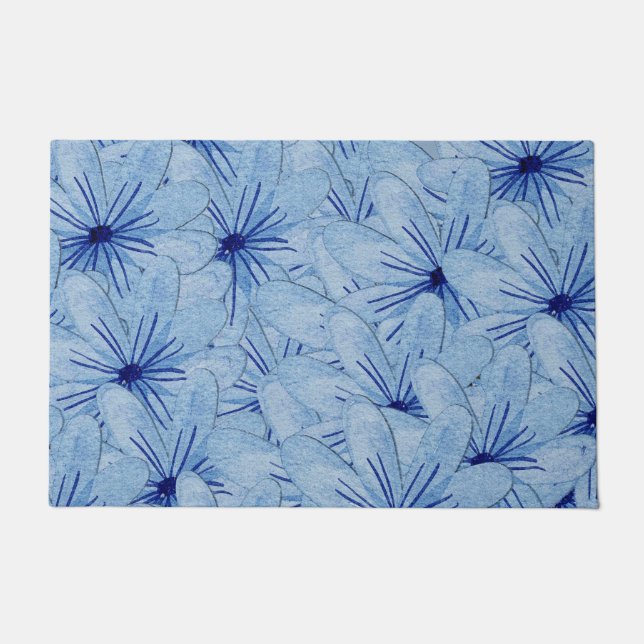 Blaue Blume Bouquet Fußmatte (Vorderseite)