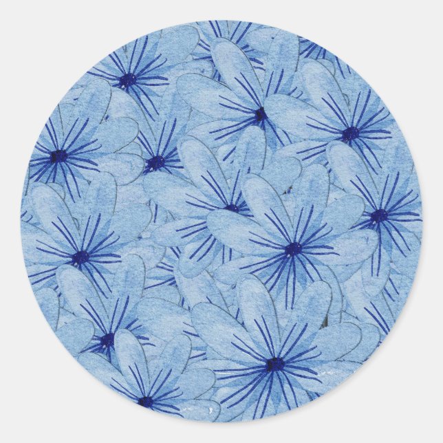 Blaue Blume Bouquet Runder Aufkleber (Vorderseite)