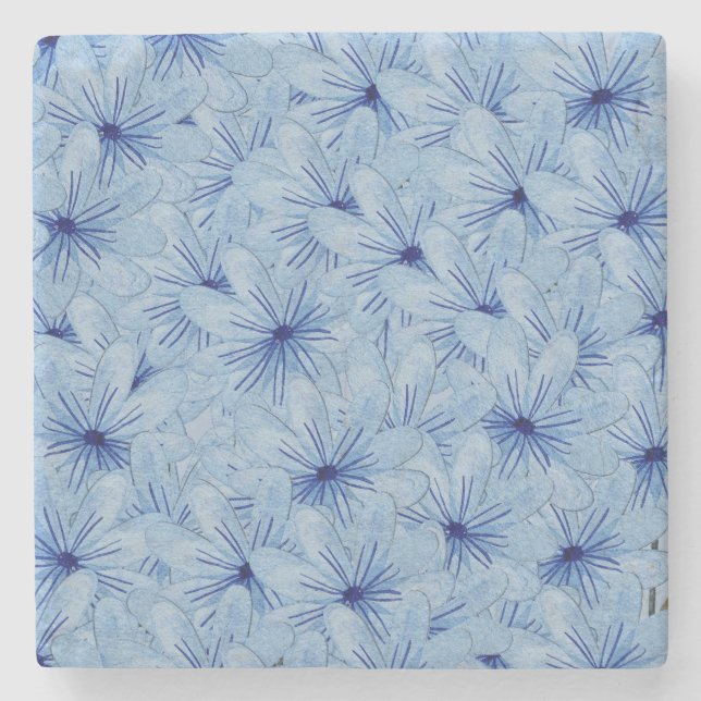 Blaue Blume Bouquet Steinuntersetzer (Vorderseite)