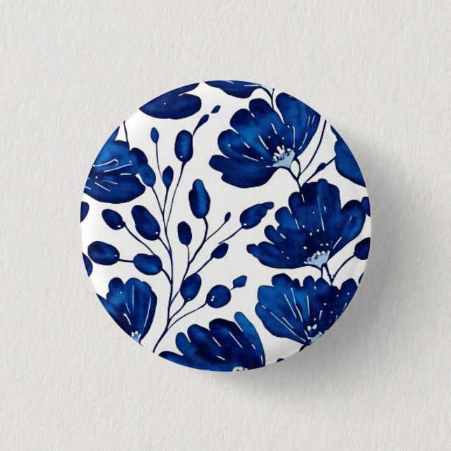 Blaue Blume Button (Vorderseite)