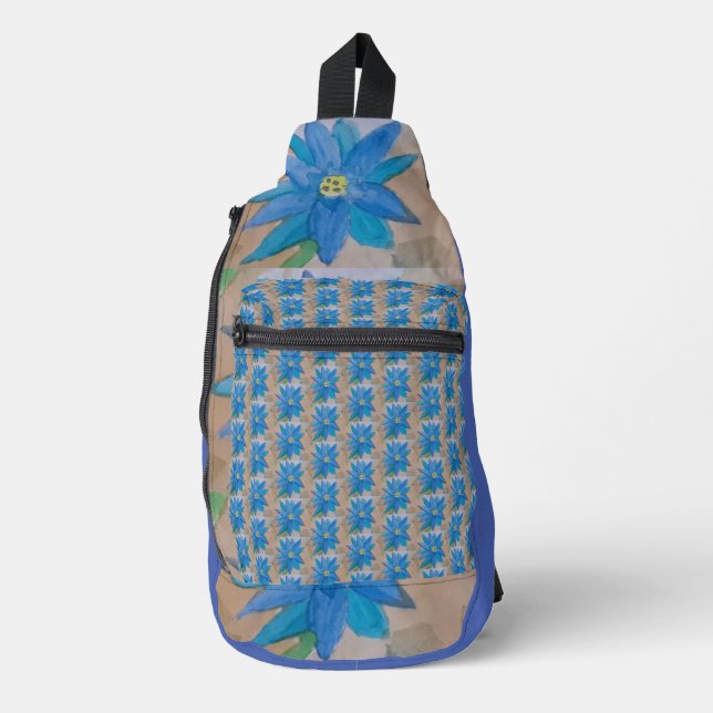 Blaue Blume Crossbody Bag (Vorderseite)