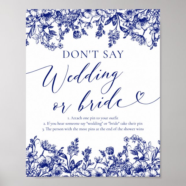 Blaue Blume der Marine sagt nicht Hochzeit oder Br Poster (Vorne)