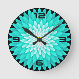 Blaue Blume Design-60001 Runde Wanduhr