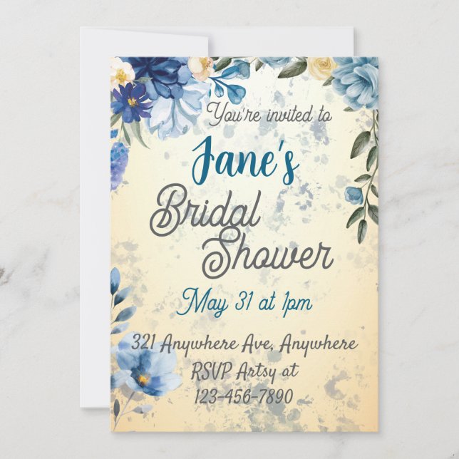 Blaue Blume Einladung (Vorderseite)