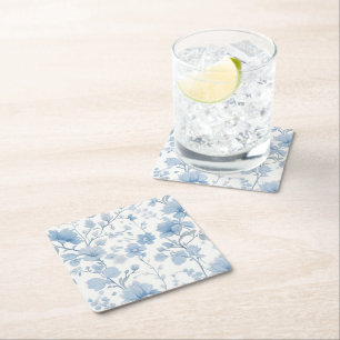 Blaue Blume Elegante Whimsical Gartenparty Rechteckiger Pappuntersetzer