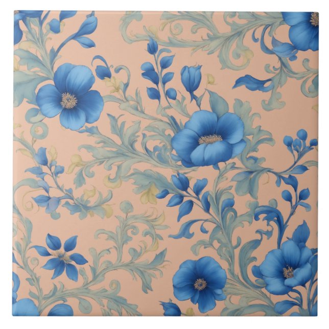 Blaue Blume Fliese (Vorderseite)