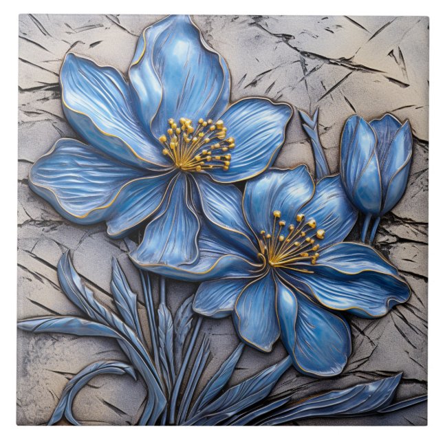 Blaue Blume Fliese (Vorderseite)