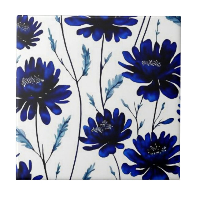 Blaue Blume Fliese (Vorderseite)