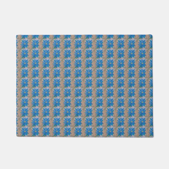 Blaue Blume Fußmatte (Vorderseite)