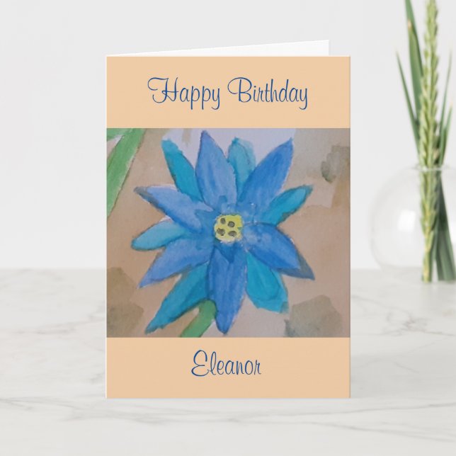 Blaue Blume Geburtstag Karte (Vorderseite)