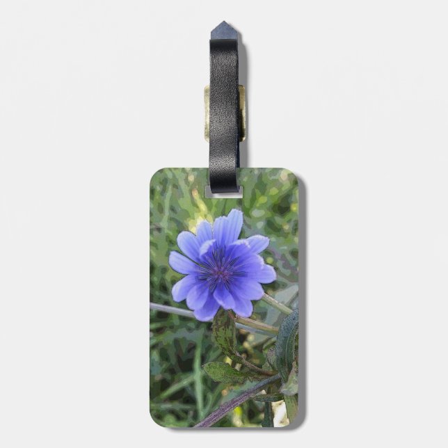Blaue Blume Gepäckanhänger (Rückseite vertikal)