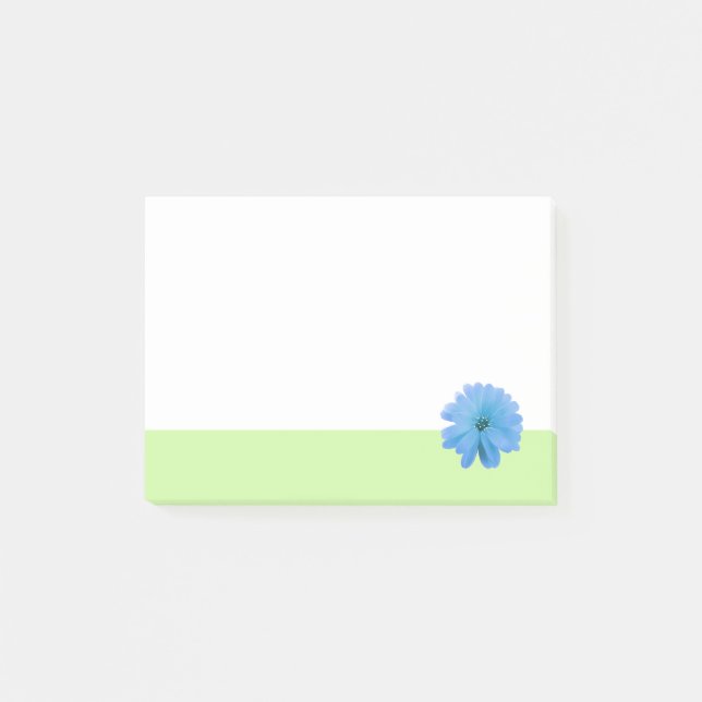 Blaue Blume grüne Umrandung Post-it Klebezettel (Vorderseite)