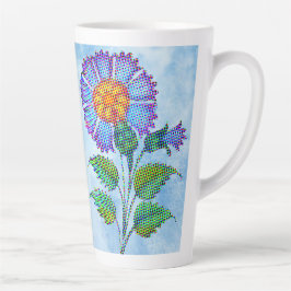 Blaue Blume Halftone auf Blau Fine Art Milchtasse