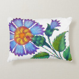 Blaue Blume Halftone Fine Art Dekokissen