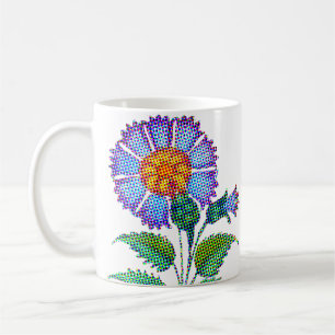 Blaue Blume Halftone Fine Art Kaffeetasse