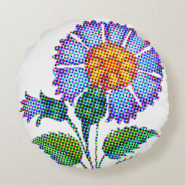 Blaue Blume Halftone Fine Art Rundes Kissen