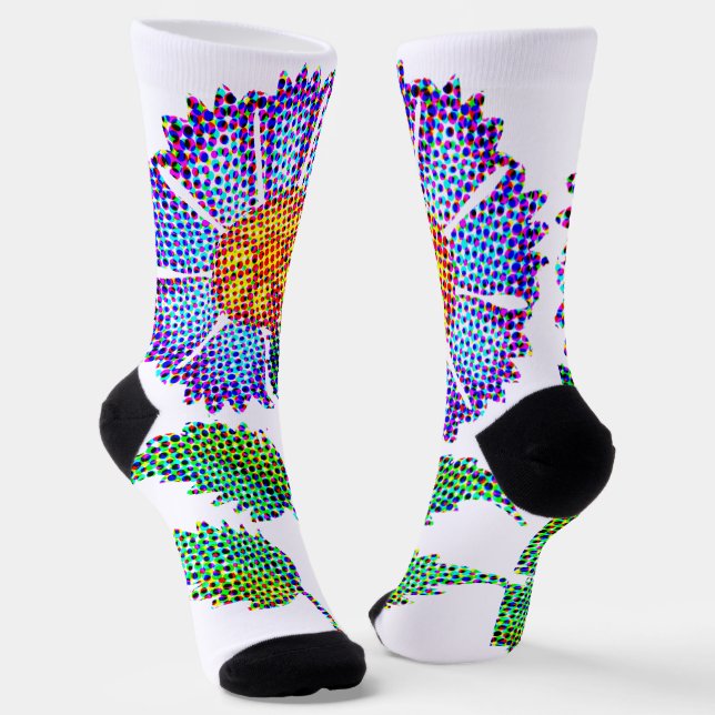 Blaue Blume Halftone Fine Art Socken (Gewinkelt)