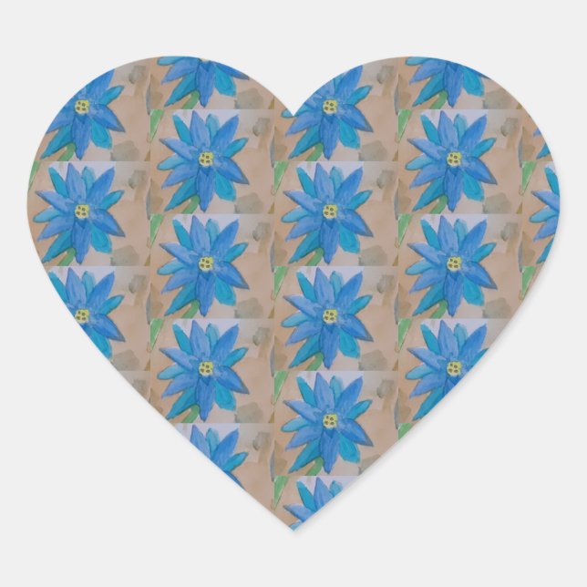 Blaue Blume Herz-Aufkleber (Vorderseite)