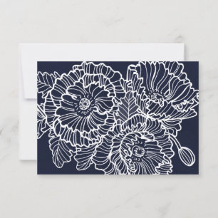 Blaue Blume Hochzeitsreaktion mit Essensauswahl RSVP Karte
