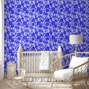 Blaue Blume, Honigwabenschale und Stick Tapete