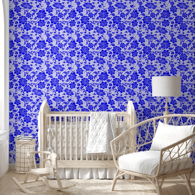 Blaue Blume, Honigwabenschale und Stick Tapete (Kinder)