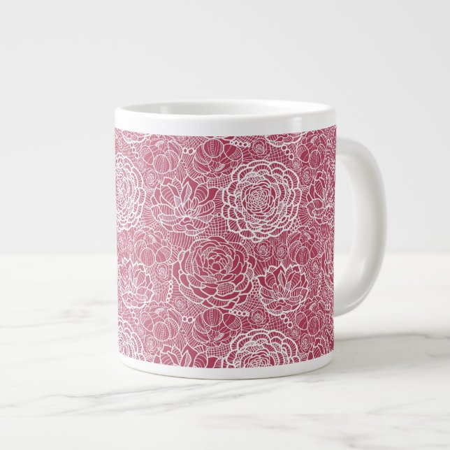 Blaue Blume Jumbo-Tasse (Vorderseite Rechts)