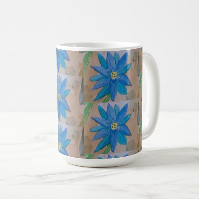 Blaue Blume Kaffeetasse (VorderseiteRechts)