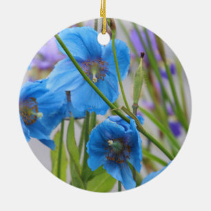 Blaue Blume Keramik Ornament