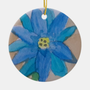 Blaue Blume Keramik Ornament
