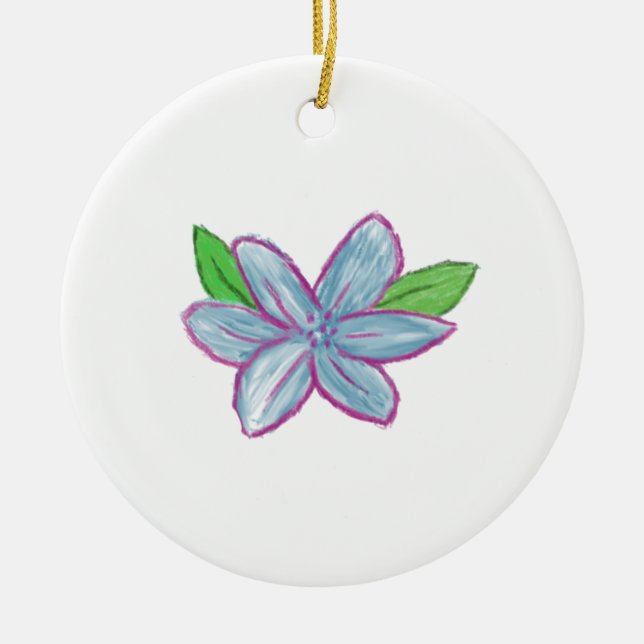 Blaue Blume Keramik Ornament (Vorne)