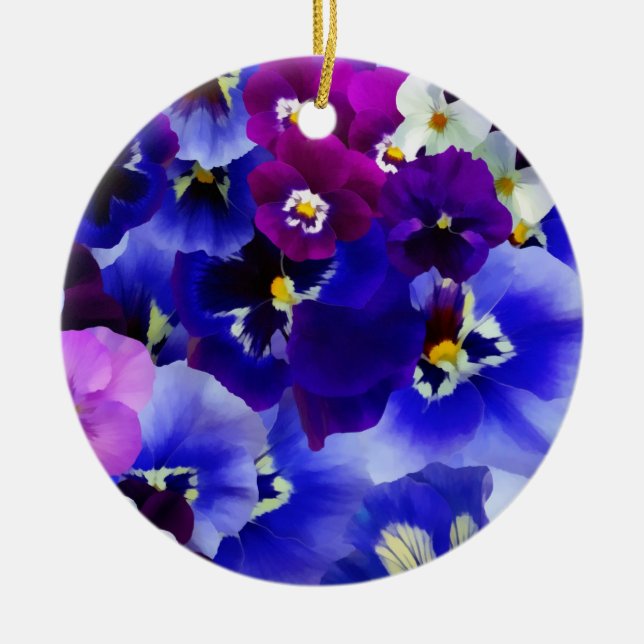 Blaue Blume Keramik Ornament (Vorne)