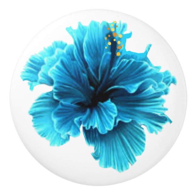 Blaue Blume Keramik Pull Keramikknauf (Vorderseite)