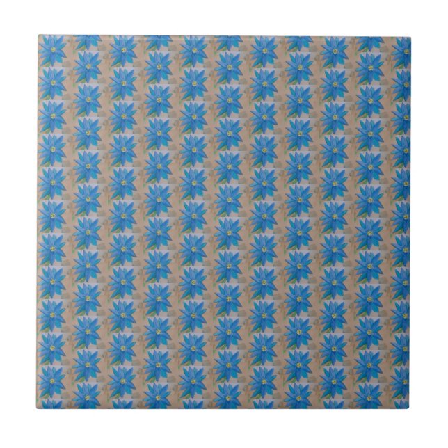 Blaue Blume Keramik Tile Fliese (Vorderseite)