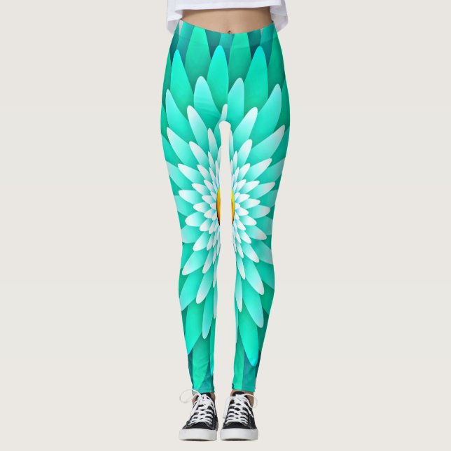 Blaue Blume Leggings (Vorderseite)