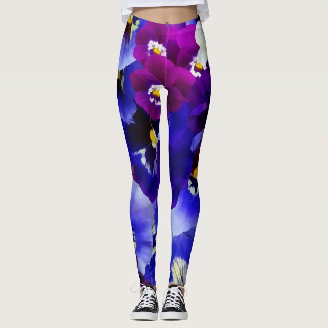 Blaue Blume Leggings (Vorderseite)