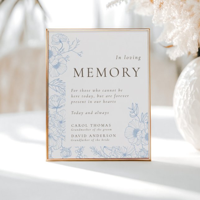 Blaue Blume Linie Kunst im Gedächtnis Poster (Von Creator hochgeladen)