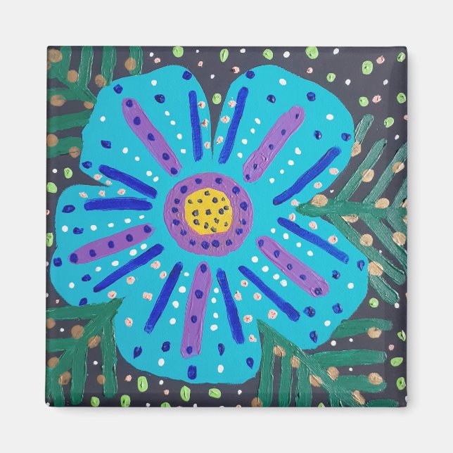 Blaue Blume Magnet (Vorne)