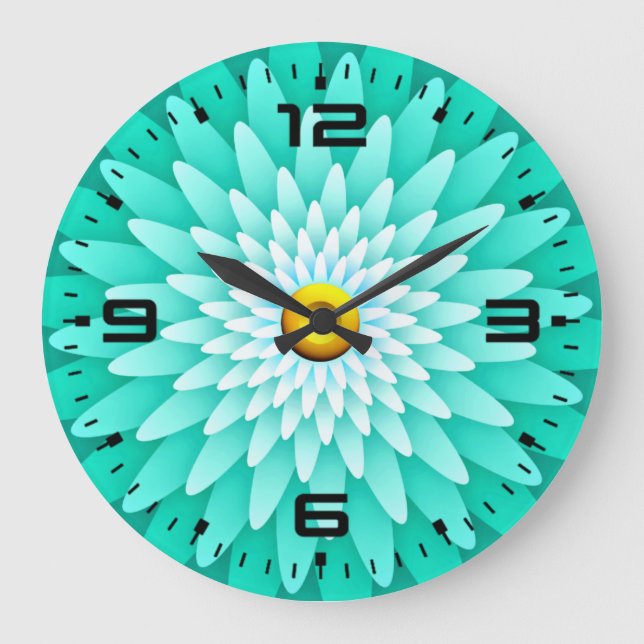 Blaue Blume Mandala-68566 Große Wanduhr (Vorderseite)